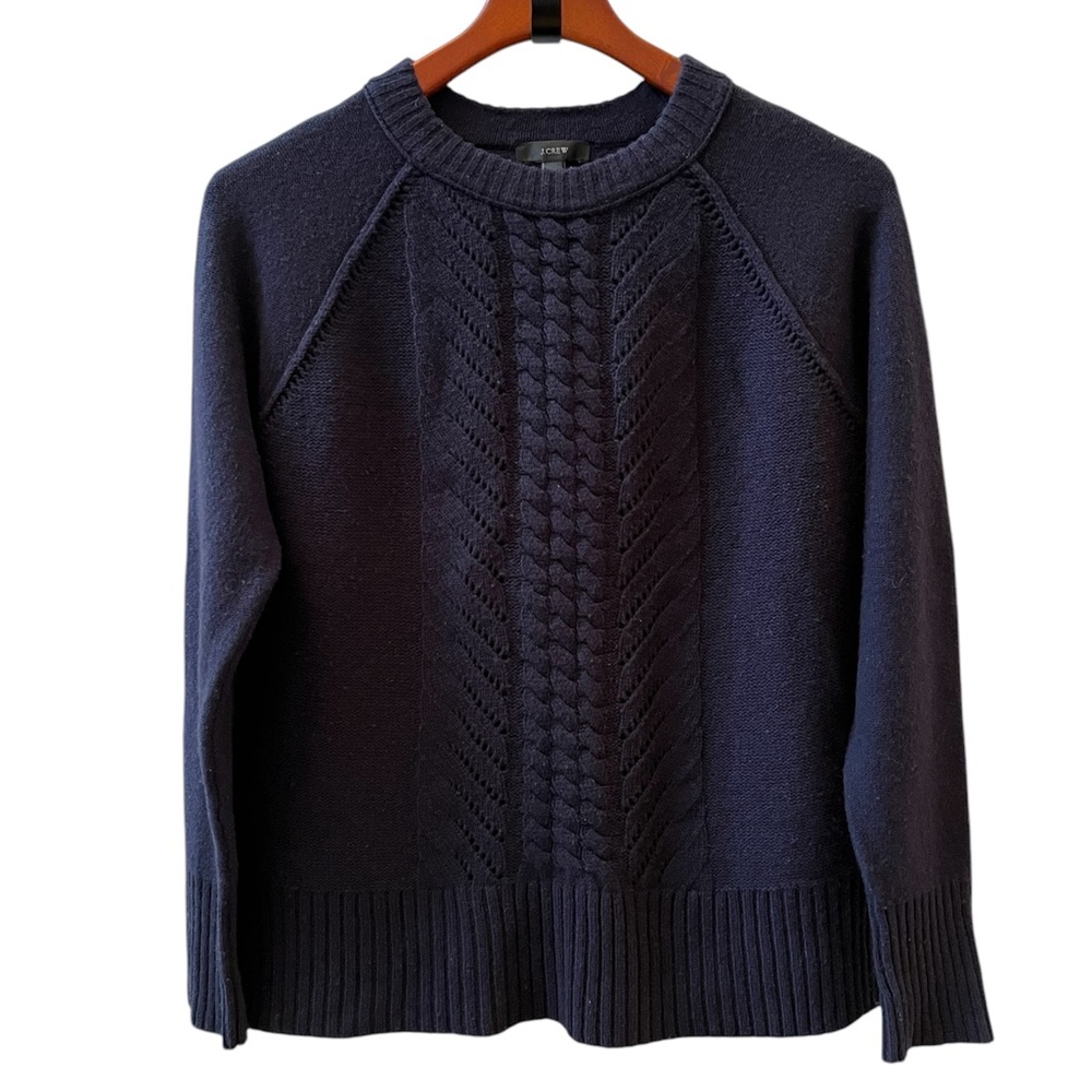 J. Crew Vintage Navy Cable Knit Sweater